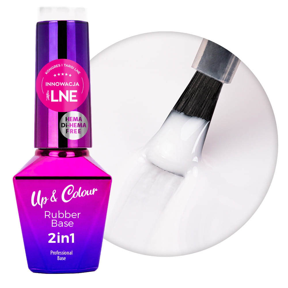 Baza kauczukowa Rubber Base 2w1 Up&Colour MollyLac Alabaster HEMA/Di-HEMA Free 10 g Nr 1