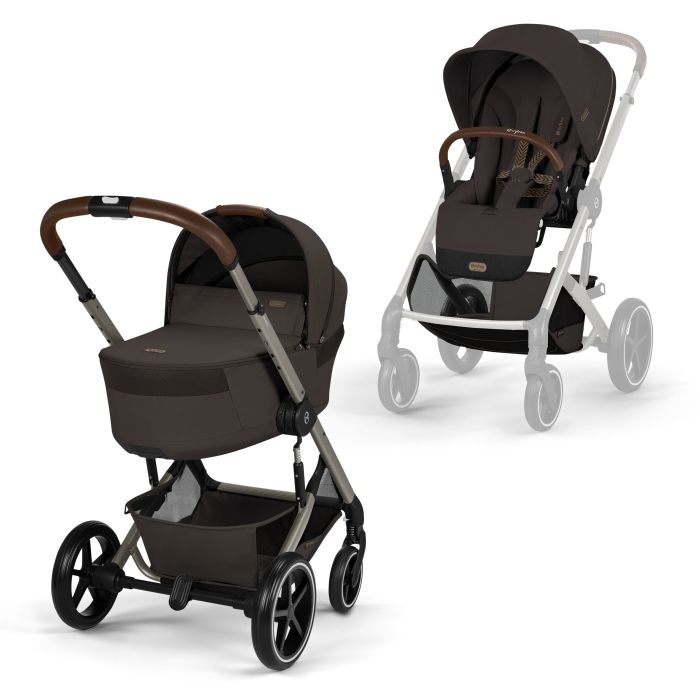 Cybex Balios S Lux 2026 - wózek głęboko-spacerowy 2w1 ze składaną gondolą-Chocolate Brown (Taupe Frame)