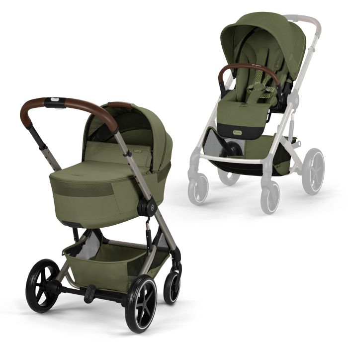 Cybex Balios S Lux 2026 - wózek głęboko-spacerowy 2w1 ze składaną gondolą-Moss Green (Taupe Frame)