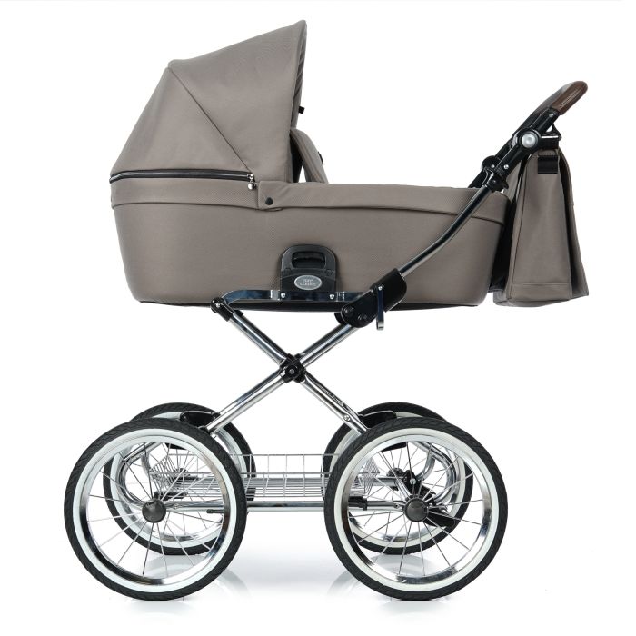 Roan Coss Classic - wózek uniwersalny głęboko-spacerowy 2 w 1 z torbą na chromowanym stelażu-Pure Cashmere