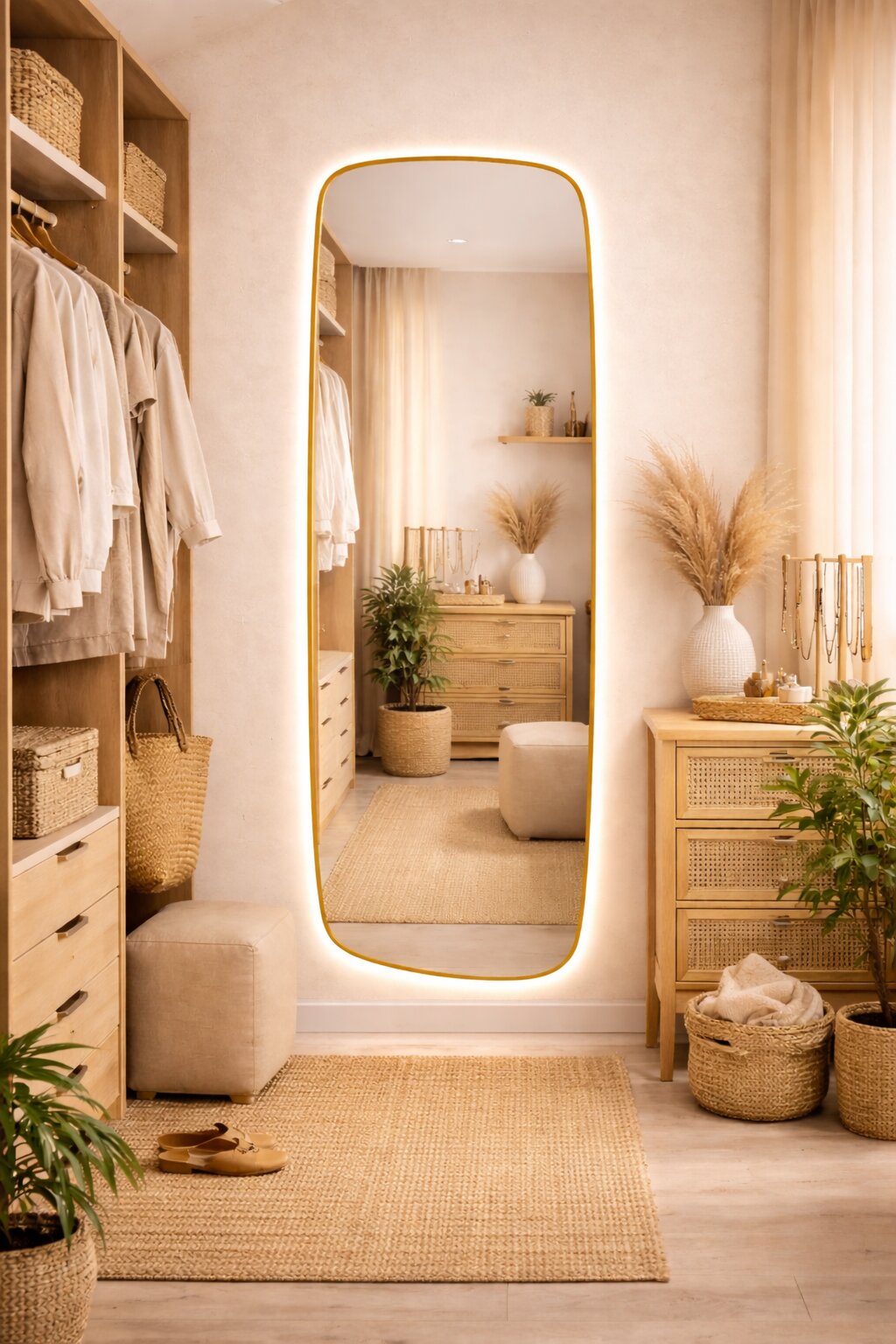 Darmowa Dostawa - Lustro 50x155 cm z oświetleniem złoty Baltica Design Stone Calm 5904107932590