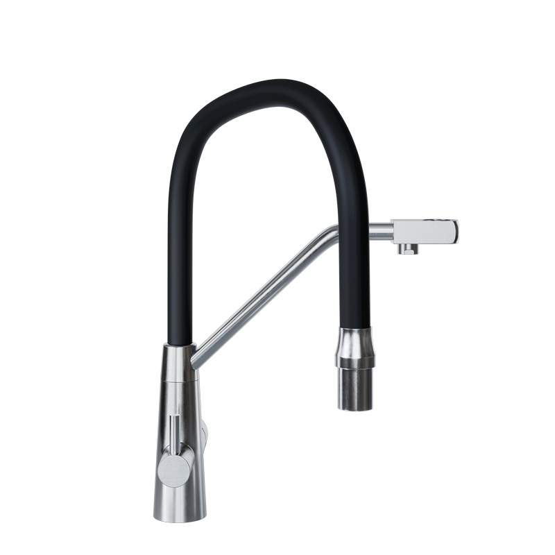 Darmowa Dostawa - Bateria kuchenna z filtrem stojąca stal-czarna Globalo Design Olintio OLINTIOBLACKINOX