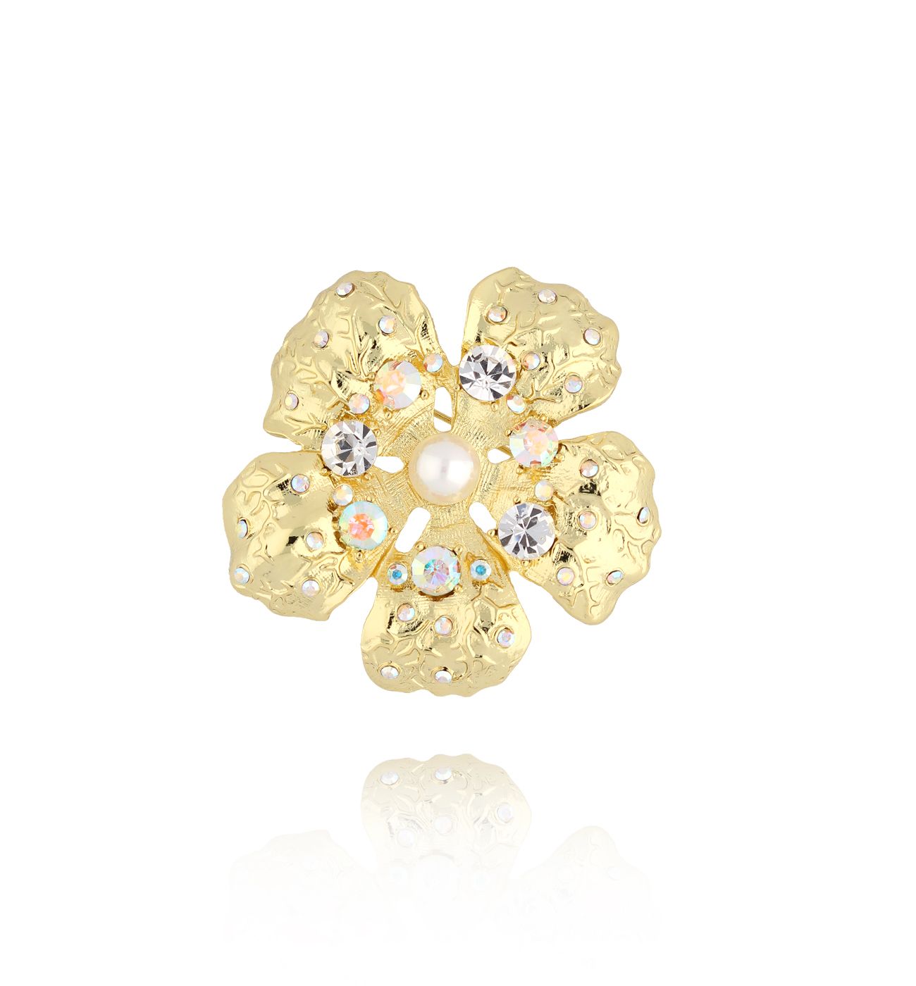 Broszka złota z kwiatem Beautiful Flower BRSS0109 - By Dziubeka