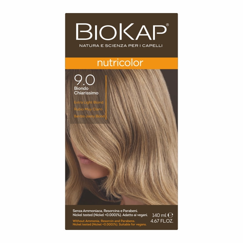 Biokap Nutricolor Farba do Włosów | Bardzo Jasny Blond 9.0 | Pokrywa Siwe Włosy | Bez Amoniaku