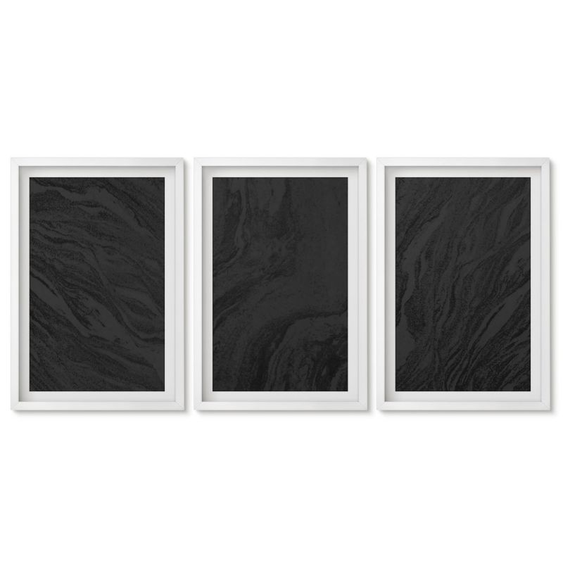 Obrazy w białej ramie Tulup 40x60 cm Ciemne marmury eleganckie tekstury Obrazy nad biurko zestaw biała rama 1 kpl
