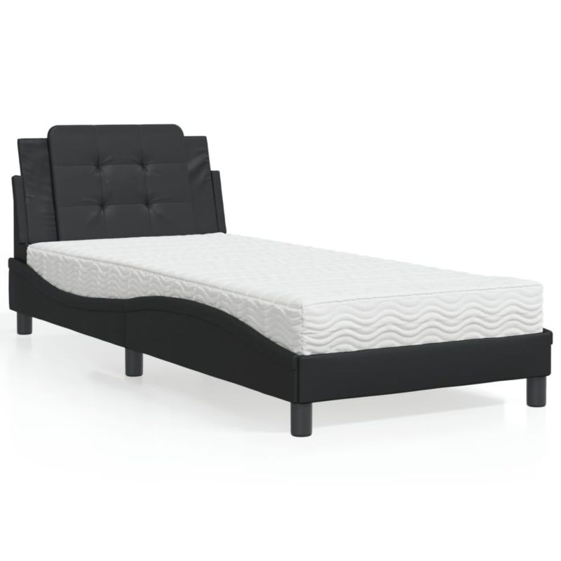 Łóżko tapicerowane WaszeMeble 90x190 cm czarne WM-3208831 1 szt.