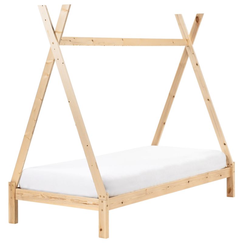 Łóżko dziecięce Tipi Drewno sosnowe Devay 90 x 200 cm Jasnobrązowy 1 szt.