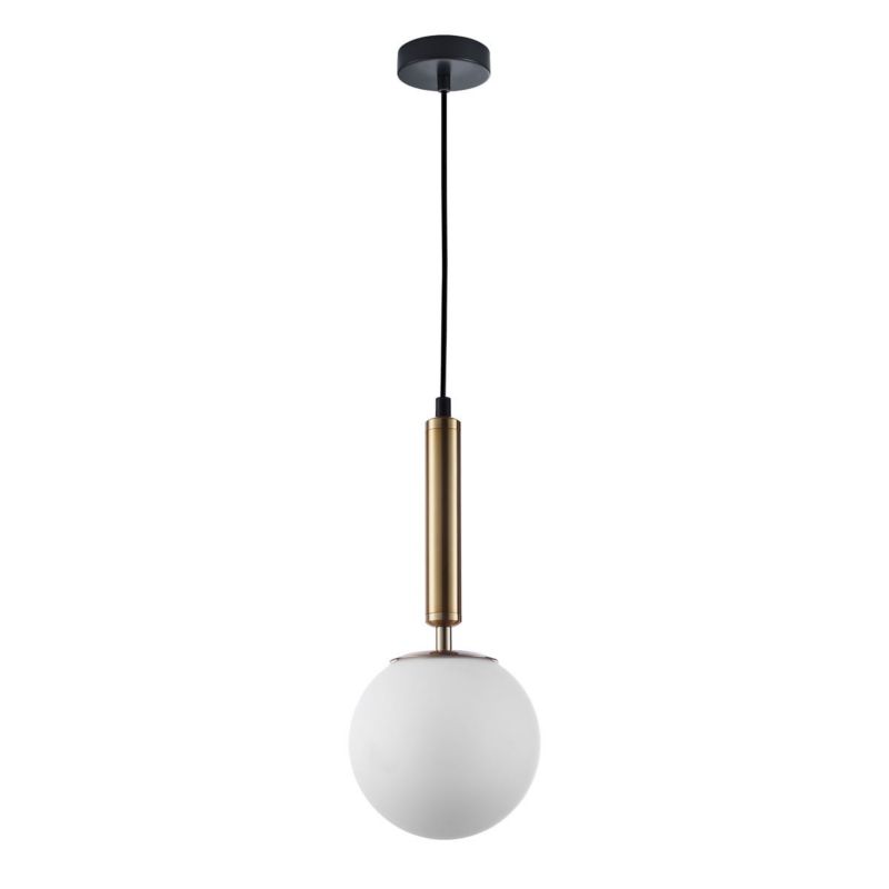 Lampa sufitowa wisząca Italux Ravena 7692 czarno-mosiężny-biała nowoczesna 1xE27 x 1 szt.