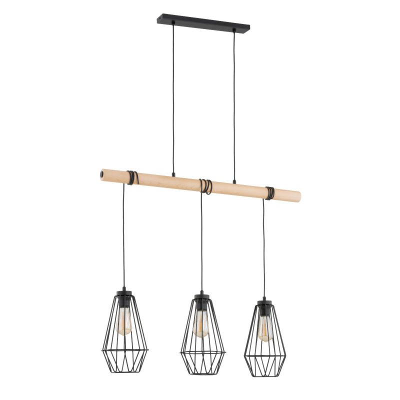 Lampa wisząca Alfa REJA jasne drewno-czarna 3xE27x15W wym:120x95x20cm IP20 -1 szt.