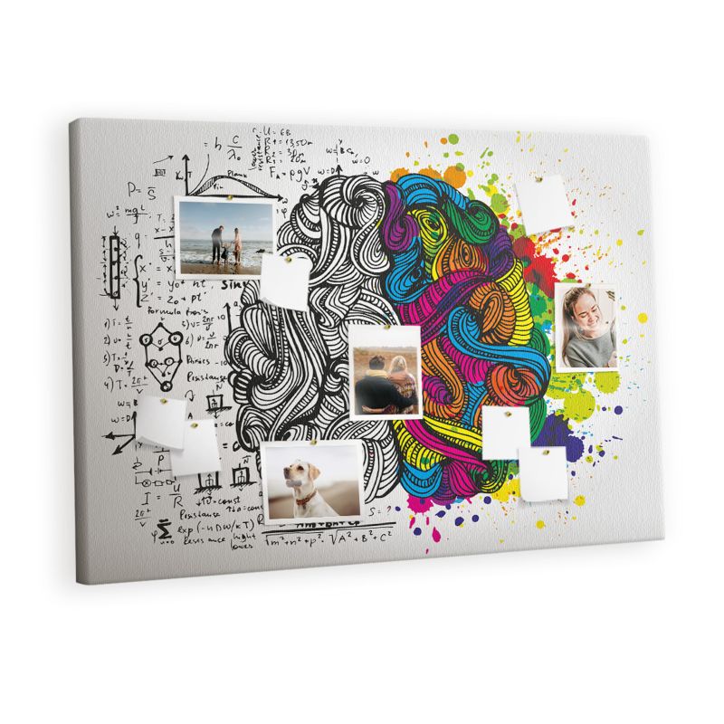 Tablica Korkowa Z Pinezkami Tulup 120x80 cm Psychologiczny motyw myślenia Organizer ścienny Pinezki metaliczne 1 kpl