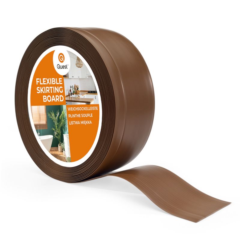 Listwa przypodłogowa PCV 70x20 mm QUEST, elastyczna, miękka listwa cokołowa - 10m, brąz, 1 szt.