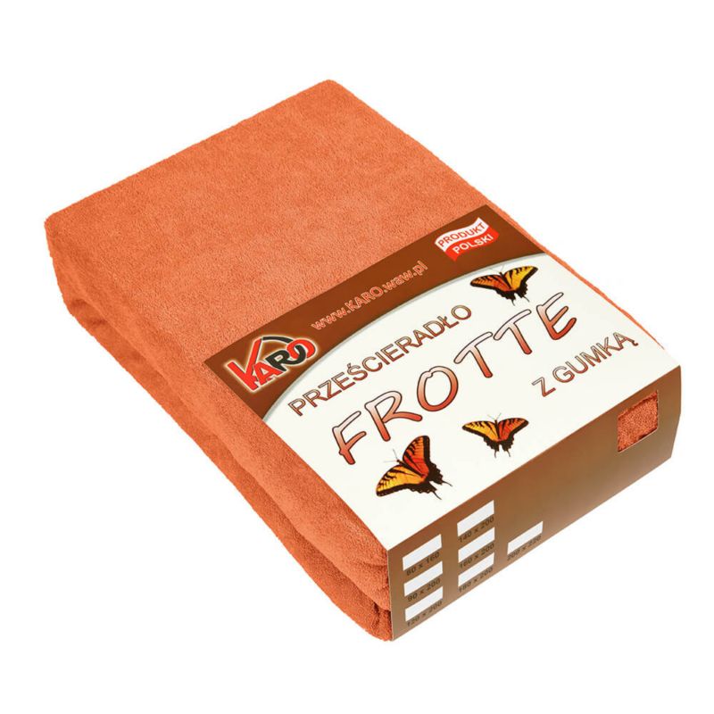 Prześcieradło frotte z gumką KARO 200x220 rude terra 1 szt.