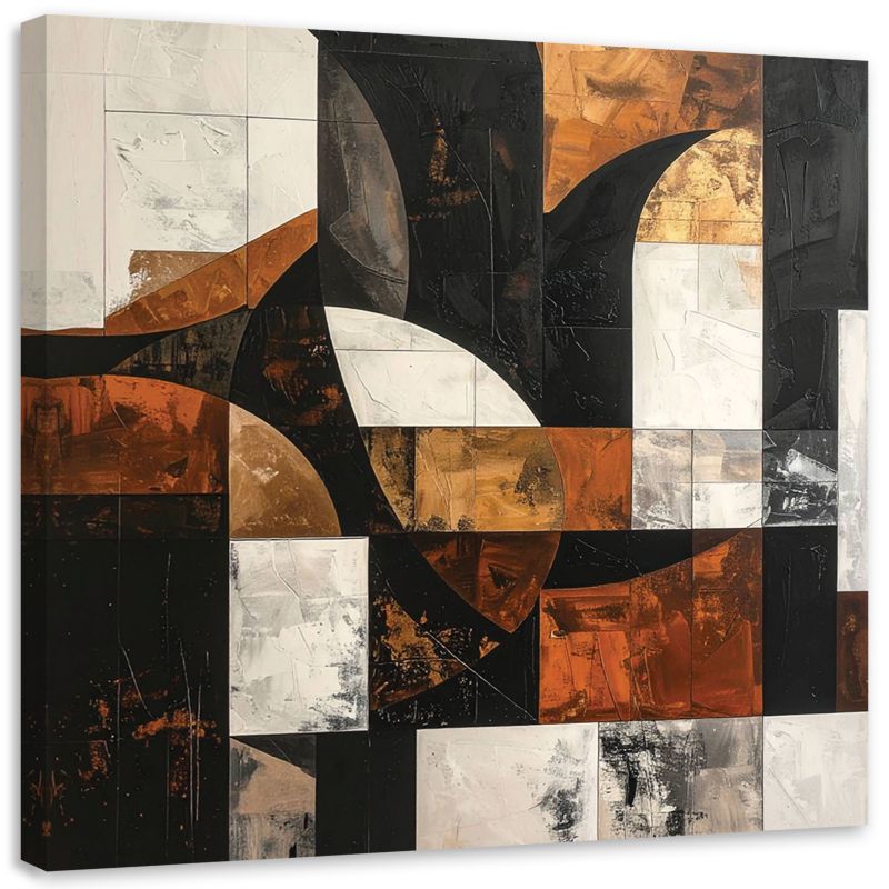 Obraz do salonu sypialni biura loftu Feeby Geometryczne formy abstrakcja brązowy 50x50cm 1szt