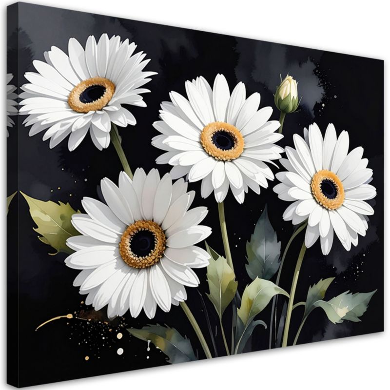 Obraz do salonu sypialni kuchni biura loftu Feeby Białe stokrotki 60x40cm 1szt