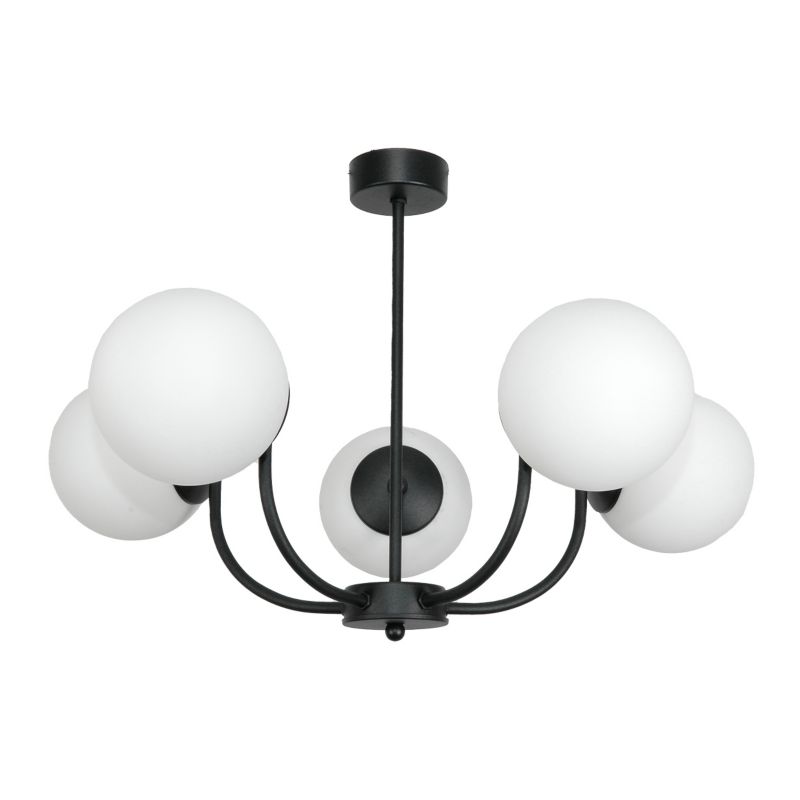 Lampa wisząca EDYLIT żyrandol kule białe czarna loft 5xE14 nowoczesna ESTI LAB 15-150 1 szt.