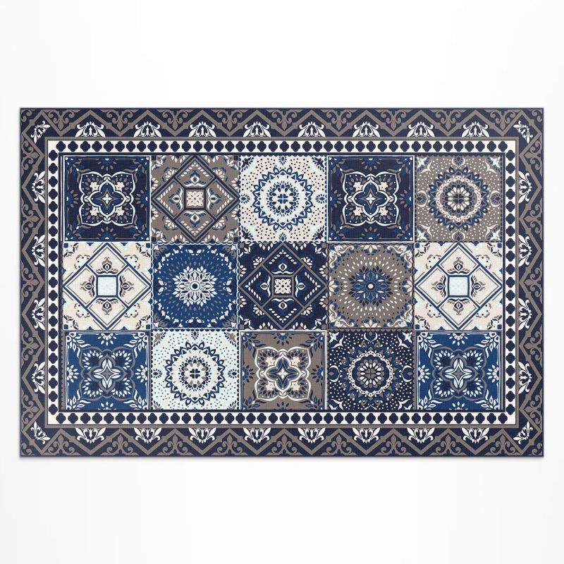 Dywan Winylowy Z Nadrukiem Wallfluent 150x225 cm Kwieciste kafelki eleganckie kafelki 1 szt.