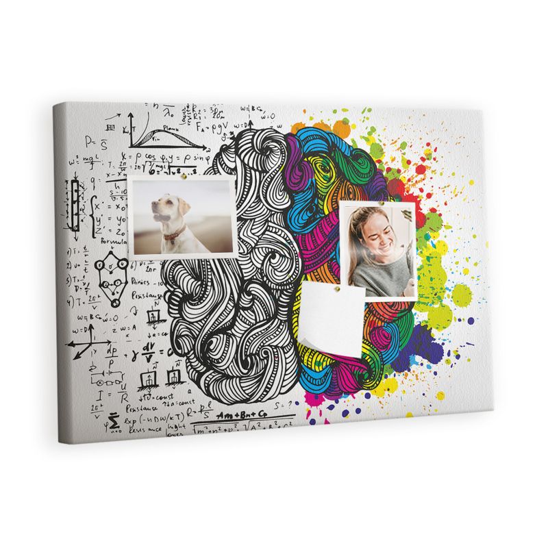 Tablica Korkowa Z Pinezkami Tulup 60x40 cm Psychologiczny motyw myślenia Organizer ścienny Pinezki kolorowe 1 kpl