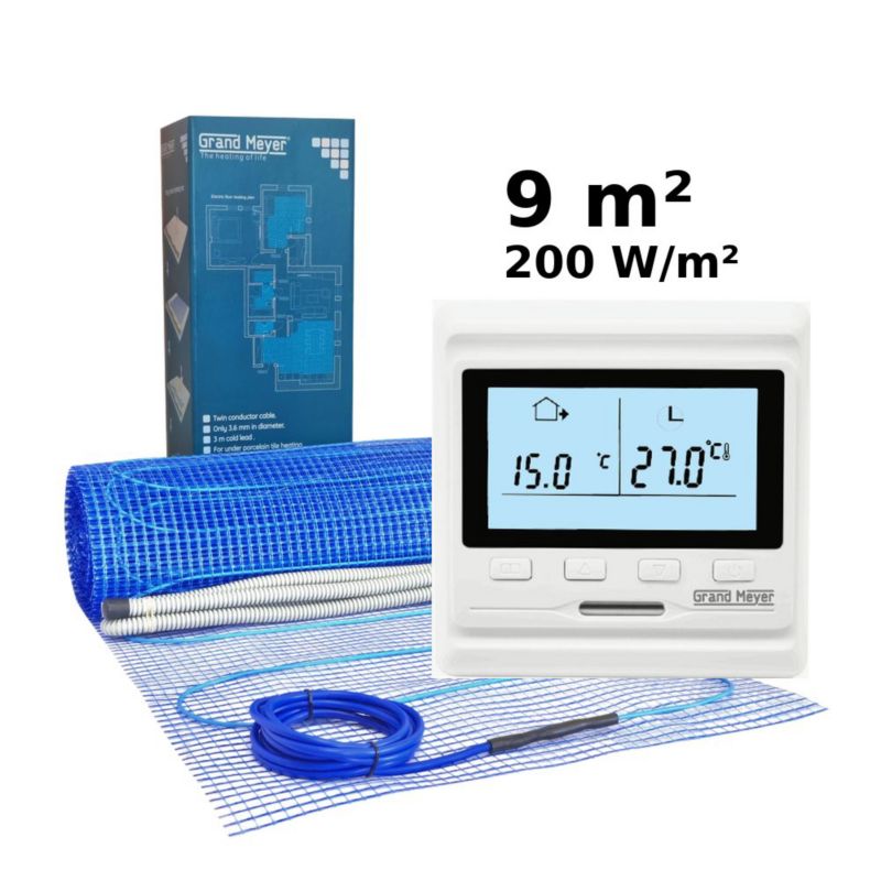 Zestaw do ogrzewania podłogowego 9 m², 200 W/m² + termostat HW500 programowalny 1 szt.