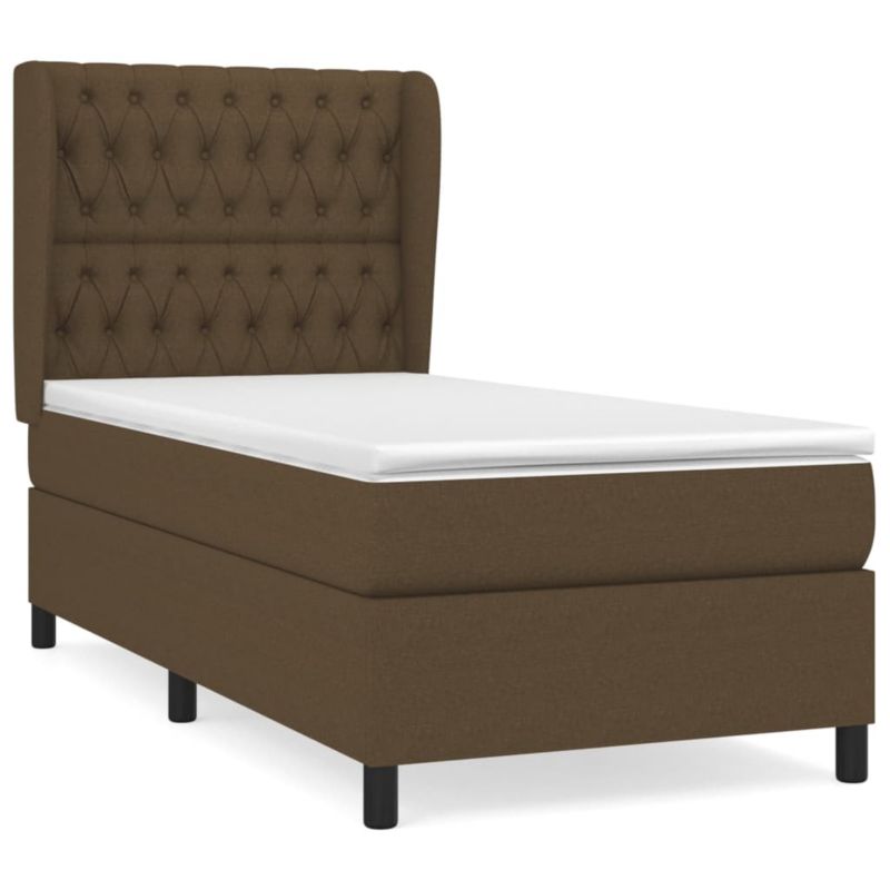 Łóżko z materacem WaszeMeble 90x200 cm Ciemny brąz tkanina WM-3128176 1 szt.