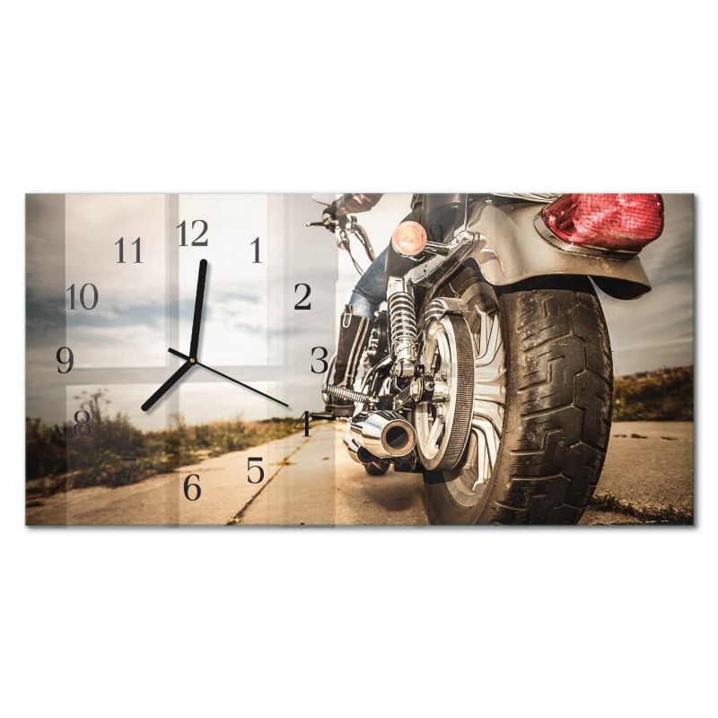 Zegar Ścienny Nowoczesny Tulup 60x30 cm z Czarnymi Wskazówkami Motocykl 1 szt.