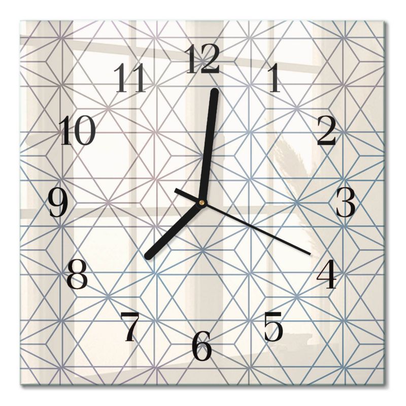 Designerski Zegar Ścienny Tulup 30x30 cm z Czarnymi Wskazówkami Wzór geometryczny 1 szt.