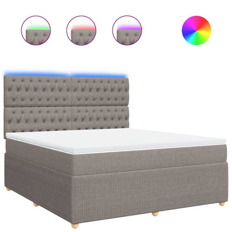 Łóżko z materacem WaszeMeble 180x200 cm Taupe tkanina z LED WM-3294446 1 szt.