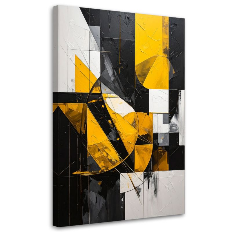 Obraz do salonu sypialni biura loftu Feeby Geometryczne kształty abstrakcja żółty 70x100cm 1szt