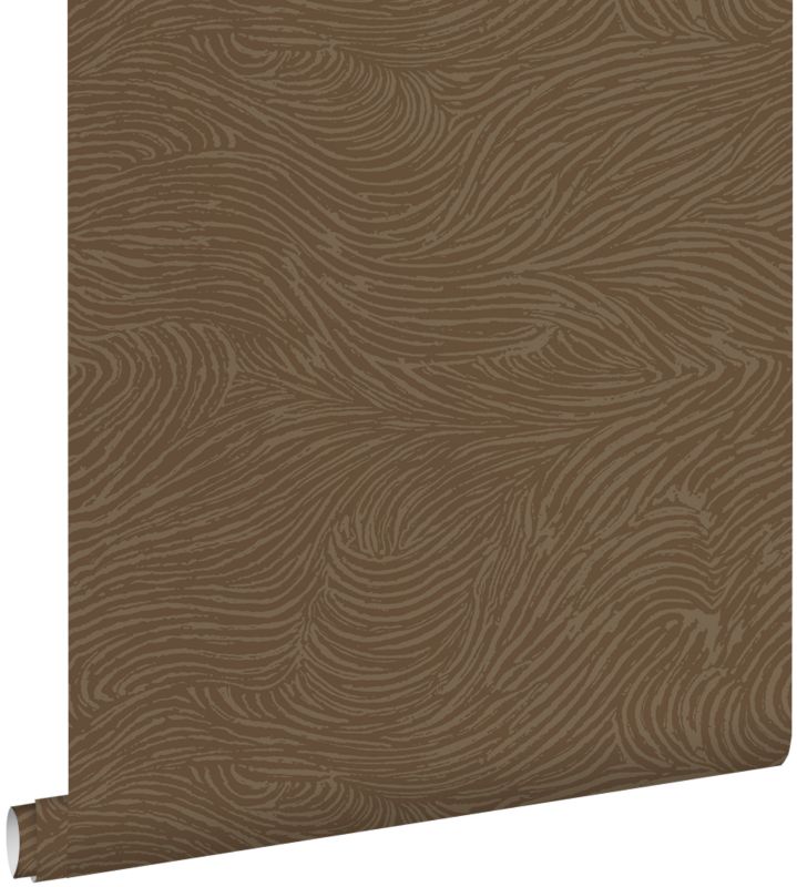 Tapeta ESTAhome faliste linie 3D brązowym 50 x 900 cm - 1 rol.