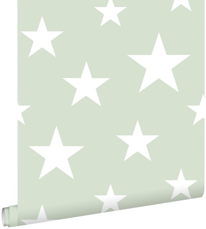 Tapeta ESTAhome duże i małe gwiazdy miętowej zieleniIbiałym 53 cm x 10.05 m - 1 rol.