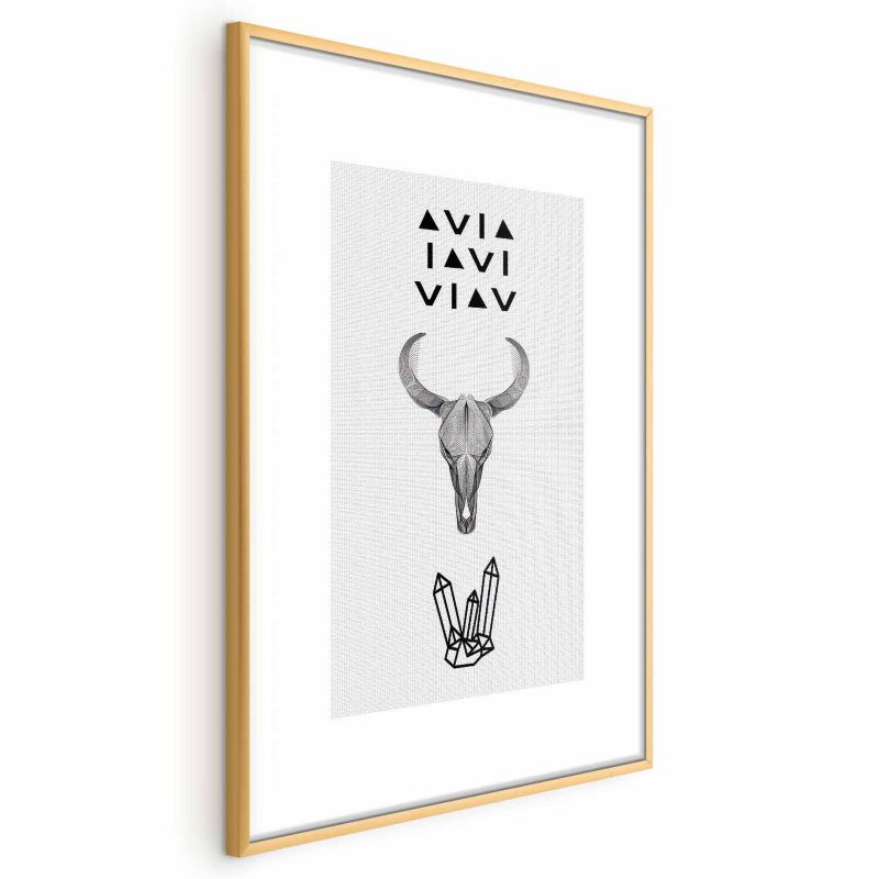 Plakat Artgeist Zwierzęca czaszka 60x90 cm z ramą złotą z marginesem 1 szt