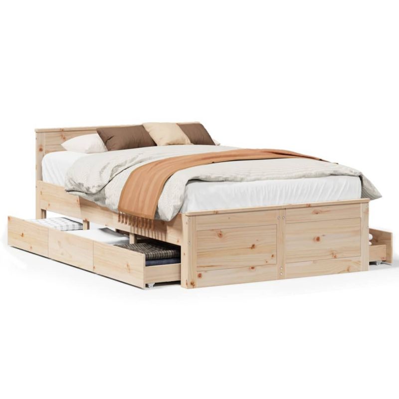 Łóżko drewniane WaszeMeble 135x190 cm brązowe WM-3308780 1 szt.