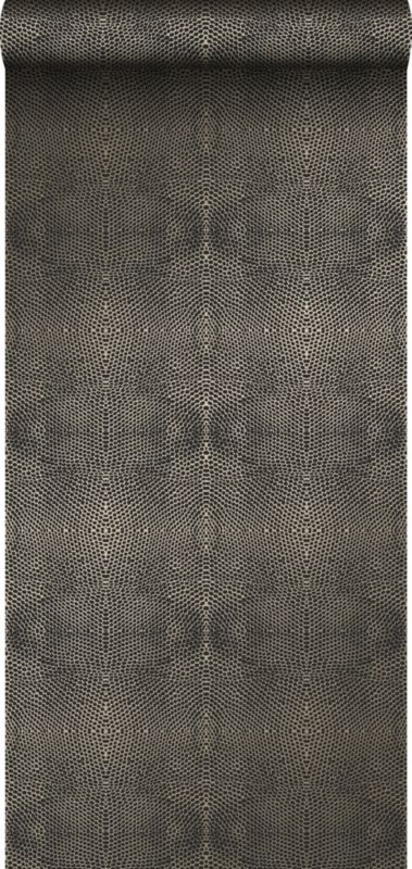Tapeta Origin Wallcoverings nadruk skóry zwierzęcej czarnymIbłyszczącego brązu 53 cm x 10.05 m - 1 rol.