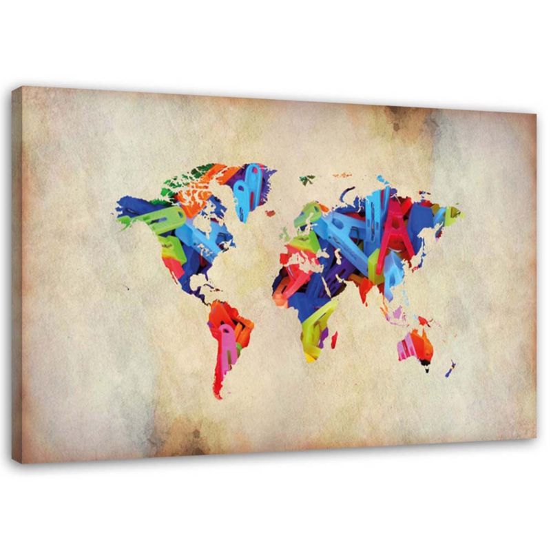 Obraz na płótnie Feeby Mapa świata kolorowe szaleństwo 30x20cm 1szt