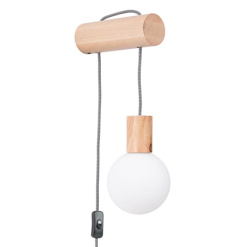 Kinkiet z włącznikiem Pure Lume NEBULA naturalne drewno i czarny 1xG9x8W IP20 wym:67x6x25cm - 1 szt.
