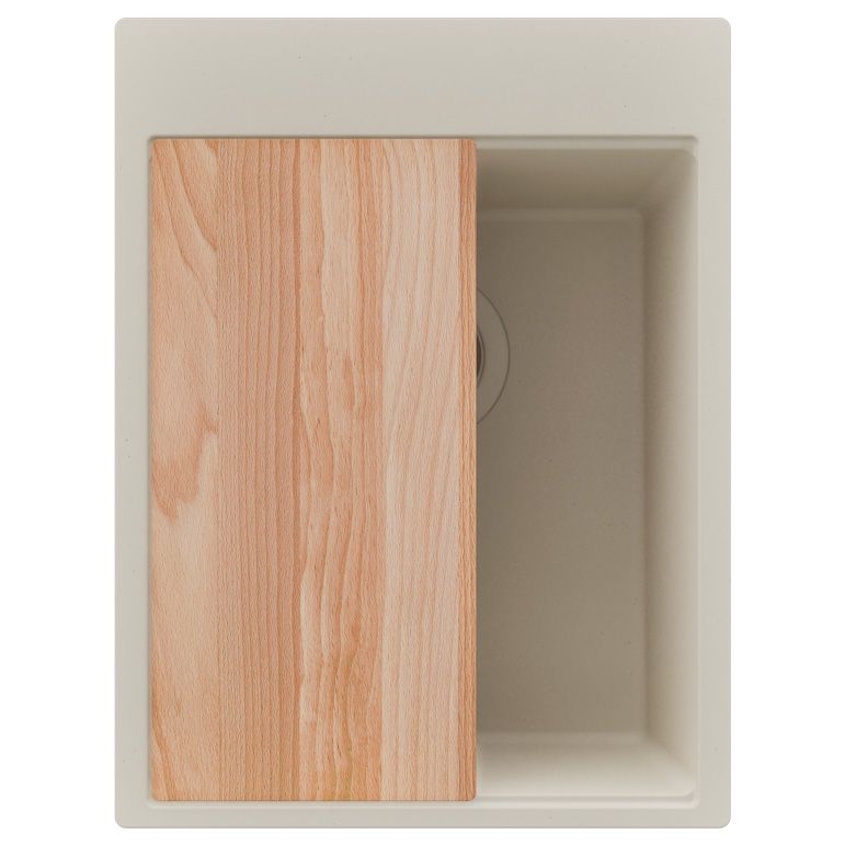 Zlewozmywak Oslo Top PRIMAGRAN Nablatowy 38x50cm do Szafki od 40cm, Cały Beżowy + Syfon + Deska, S082, 1 szt.