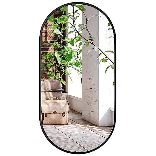 Lustro owalne Songmics 100x50cm czarna rama loftowe nowoczesne 1 szt.