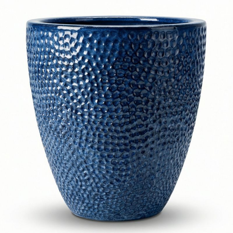 Donica ceramiczna Provencelia CIGALINE Niebieski, sred.26 x H28 cm, mrozoodporna, rękodzieło, szkliwiona 1 szt.