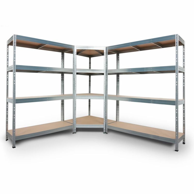 System regałowy AR Shelving Rivet z regałem narożnym, regałami do dużych obciążeńocynkowane z 4 półkami 180x450x45 cm 250 kg 3 szt