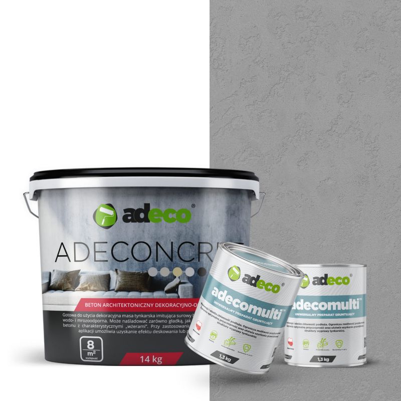 Beton architektoniczny Adeconcret duży zestaw do max 8 m² kolor Argent szary 1 kpl.