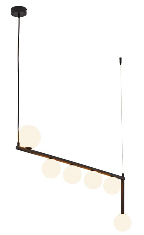 Lampa wisząca TAIDA Jupiter czarna białe klosze 99x106 cm 6xG9 1 szt.