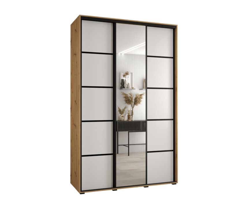 Szafa przesuwna Abiks DAVOS 5 wysoka szer.150cm gł.60cm artisan/biały/czarny 1szt.