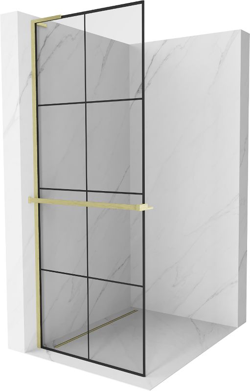 Ścianka prysznicowa Mexen Kioto+ L czarny wzór, złota szczotkowana 90x200 cm 800-090-123-55-77 1 szt.