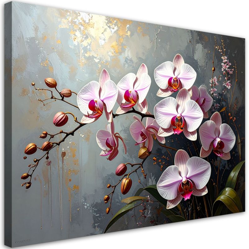 Obraz do salonu sypialni kuchni biura Feeby Różowe orchidee kwiaty 120x80cm 1szt