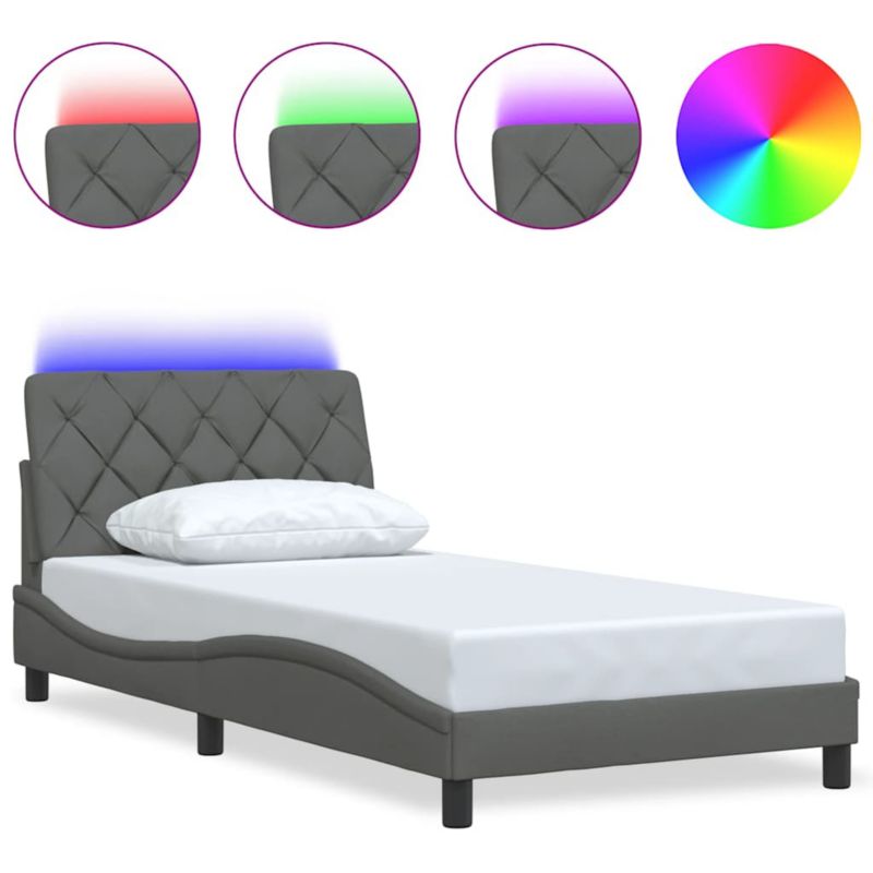Rama łóżka z LED bez materaca Ciemnoszara Tkanina WaszeMeble 100x200 WM-3310651 1 szt.