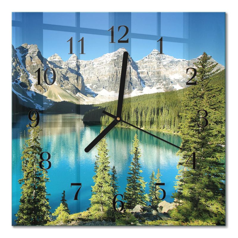 Designerski Zegar Ścienny Tulup 30x30 cm z Czarnymi Wskazówkami Góry Natura 1 szt.