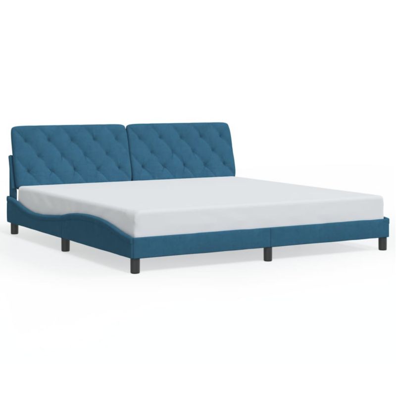 Łóżko tapicerowane WaszeMeble 200x200 cm Niebieski aksamit WM-3207945 1 szt.