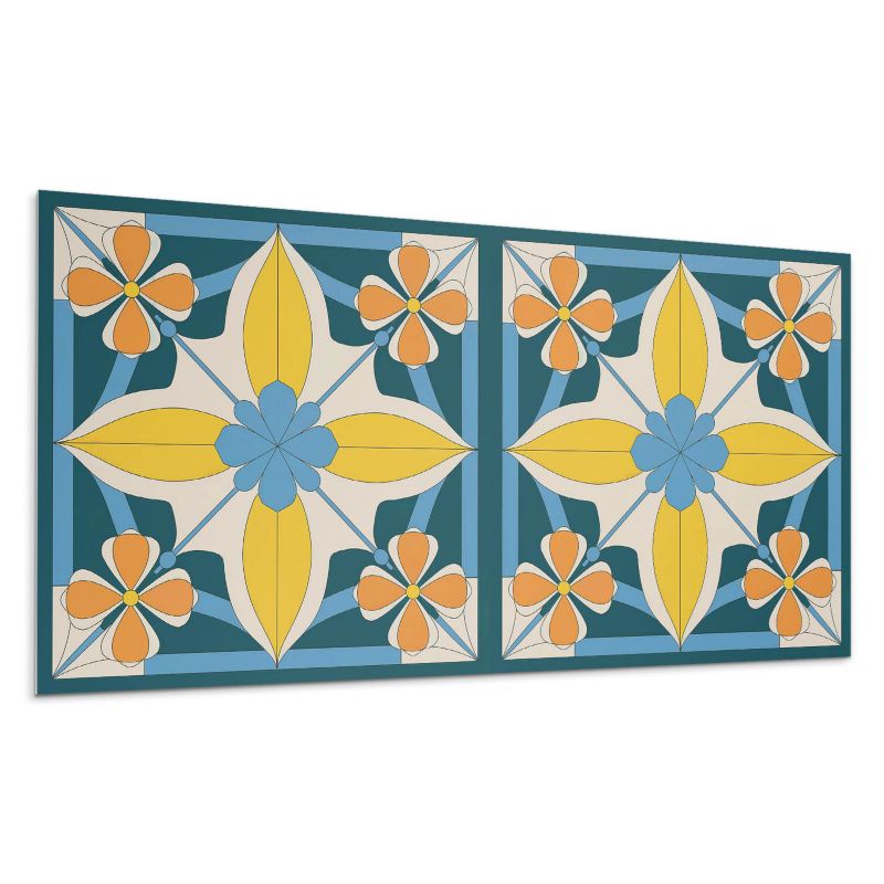 Panel samoprzylepny Wallfluent 100x50 cm Wzór geometryczny z kwiatami 1 szt.
