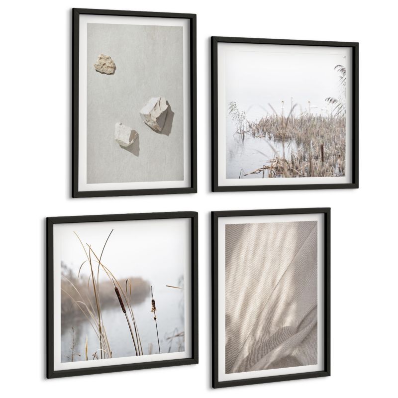Czteroczęściowy Zestaw Obrazów ArtPrintCave (2x50x50+2x40x60cm) Czarna rama Zbliżenia struktury styl boho 1 kpl.