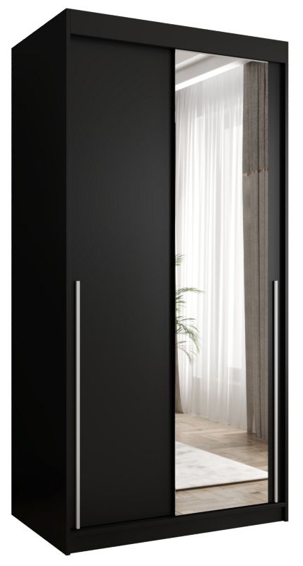 Szafa przesuwna z lustrem Garderoba SIMA T2 100 czarny + u. srebrny 1 szt.
