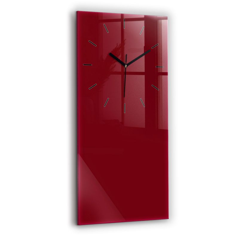 Zegar szklany czarne wskazówki Wallfluent 30x60 cm Kolor burgundowy 1 szt.